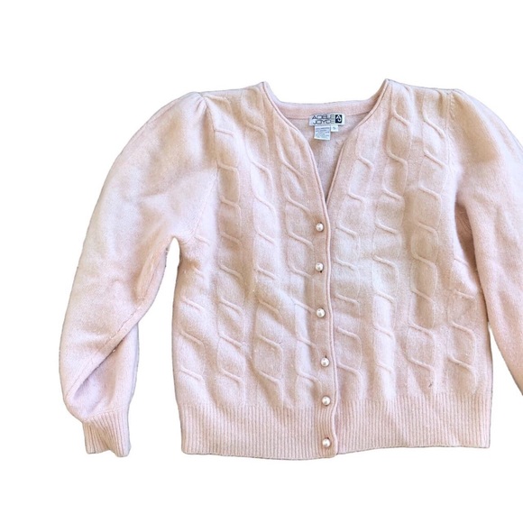 Vintage 70s fur and wool knit cardigan - Picture 2 of 4